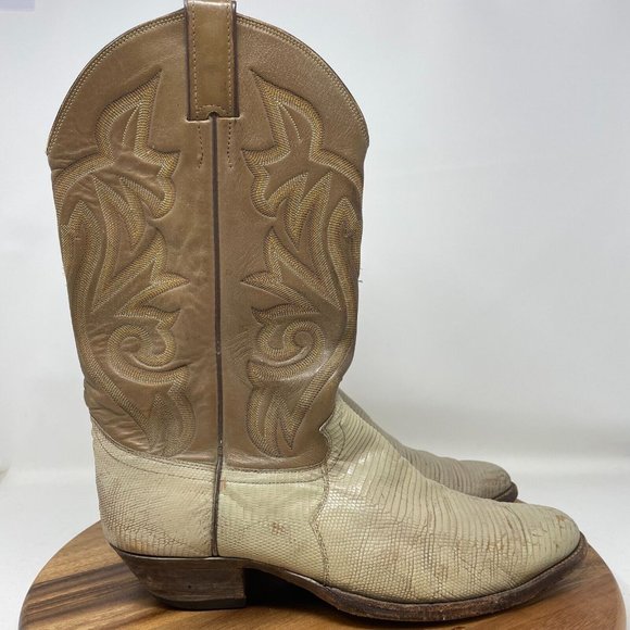 Justin Boots | Shoes | Justin Western Boots Mens 1d Tan Cream Lizard ...